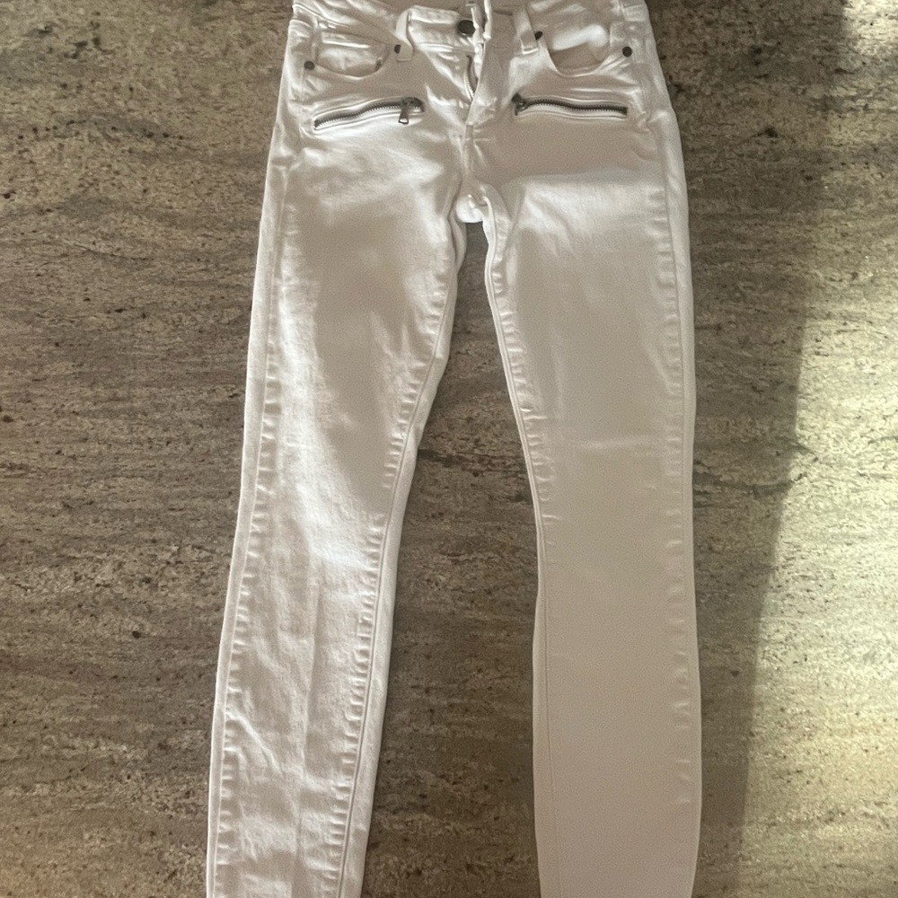 Paige Denim 'Indio Zip' Stretch Moto Jeans in Optic White. Women's 25